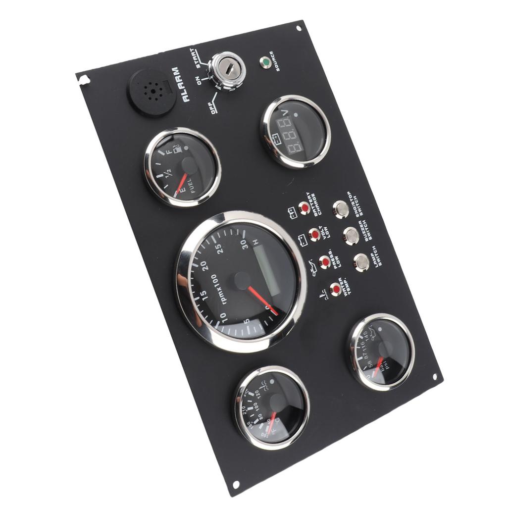 5 Gauge Set Instrument Panel Red LED 12 24V 85mm Tachometer Fuel Level Water Temperature Oil Pressure Volt Gauge