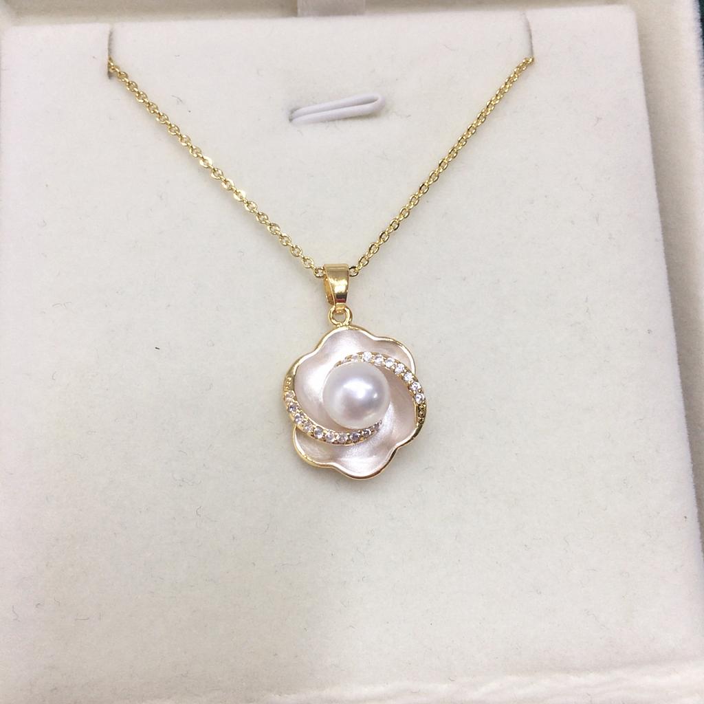 SHDIYAYUN Hot Sale Rolling Flower Natural Freshwater Pearl Earrings Necklace Rings Jewelry Set