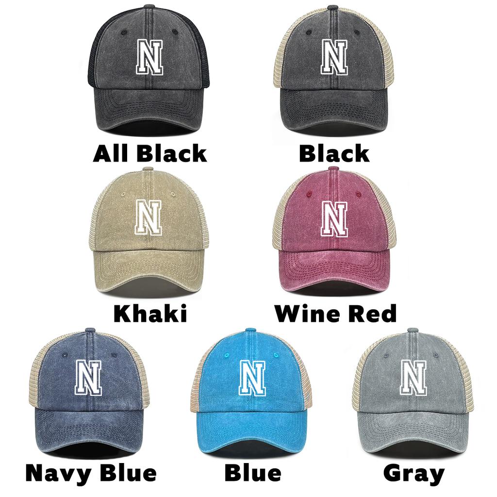 White Hollow Letter A-Z Print Adjustable Mesh Cap Man Caps Leisure Unisex Snapback Baseball Cap Ideal Choice For Outdoor Sports