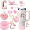 8pcs Cup Accessories for Cup 30oz 40oz Includes Butterfly Straw Cover Cap Silicone Boot Alphabet Handle Charm Initials Sticker