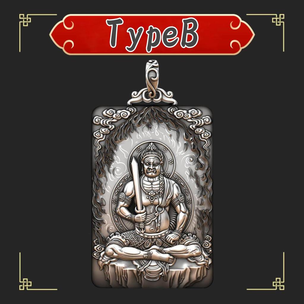 [Lunari] Подвеска-ожерелье Статуэтка Будды Скульптура Ювелирное изделие Амулет Шарм Серебро 925 Удача Пять Великих Царей Мудрости Защитник Тип Б (Тип Б)