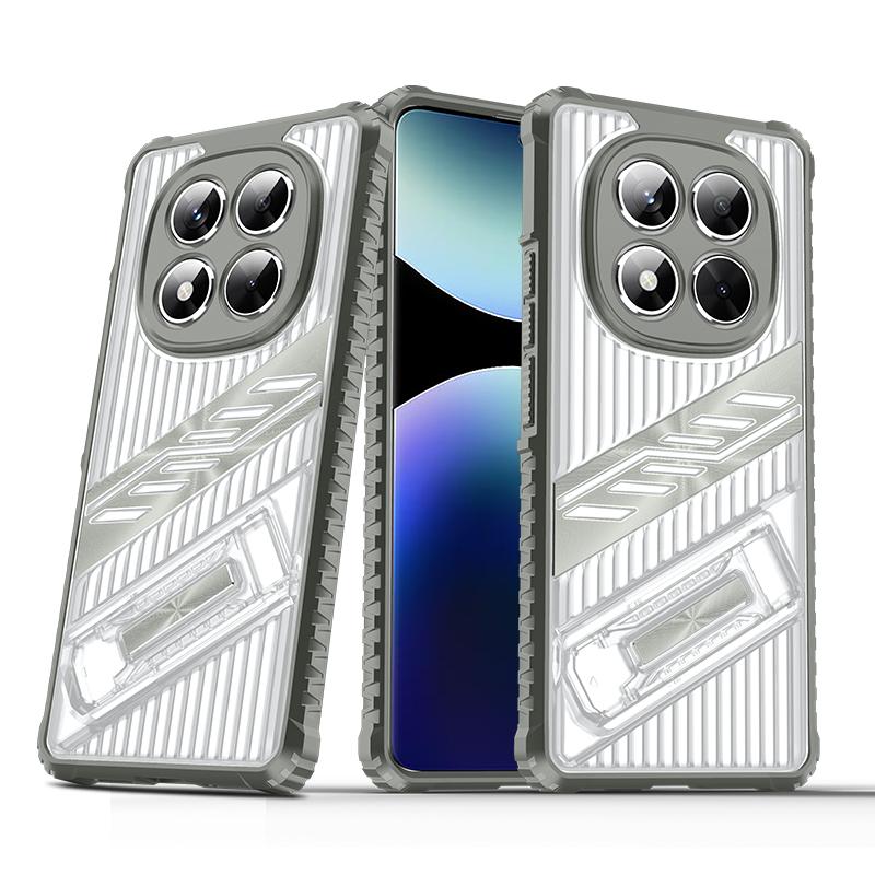 Роскошный складной кронштейн прозрачный чехол для Xiaomi Poco X6 M6 Pro Redmi 14C 13C Note 14 13 Pro+ прозрачный противоударный чехол для телефона-подставки