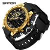 Sanda Men's Large Dial Multifunctional Waterproof Sports Watch with Alarm