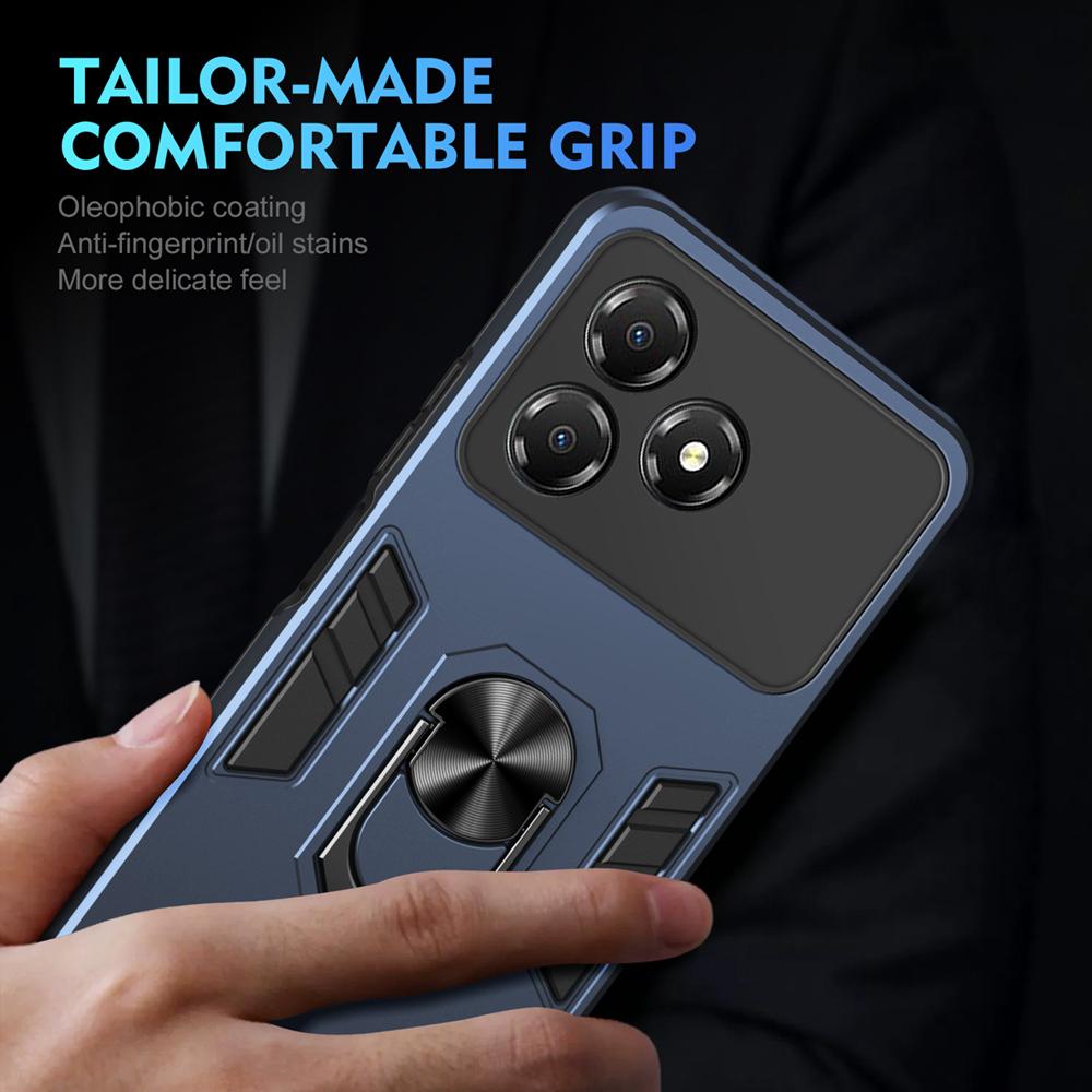 KEYSION Противоударный бронированный чехол для ZTE Blade A36 4G 5G Мягкий силикон+ПК Металлическое кольцо-подставка Задняя крышка для телефона для ZTE Blade A36 5G