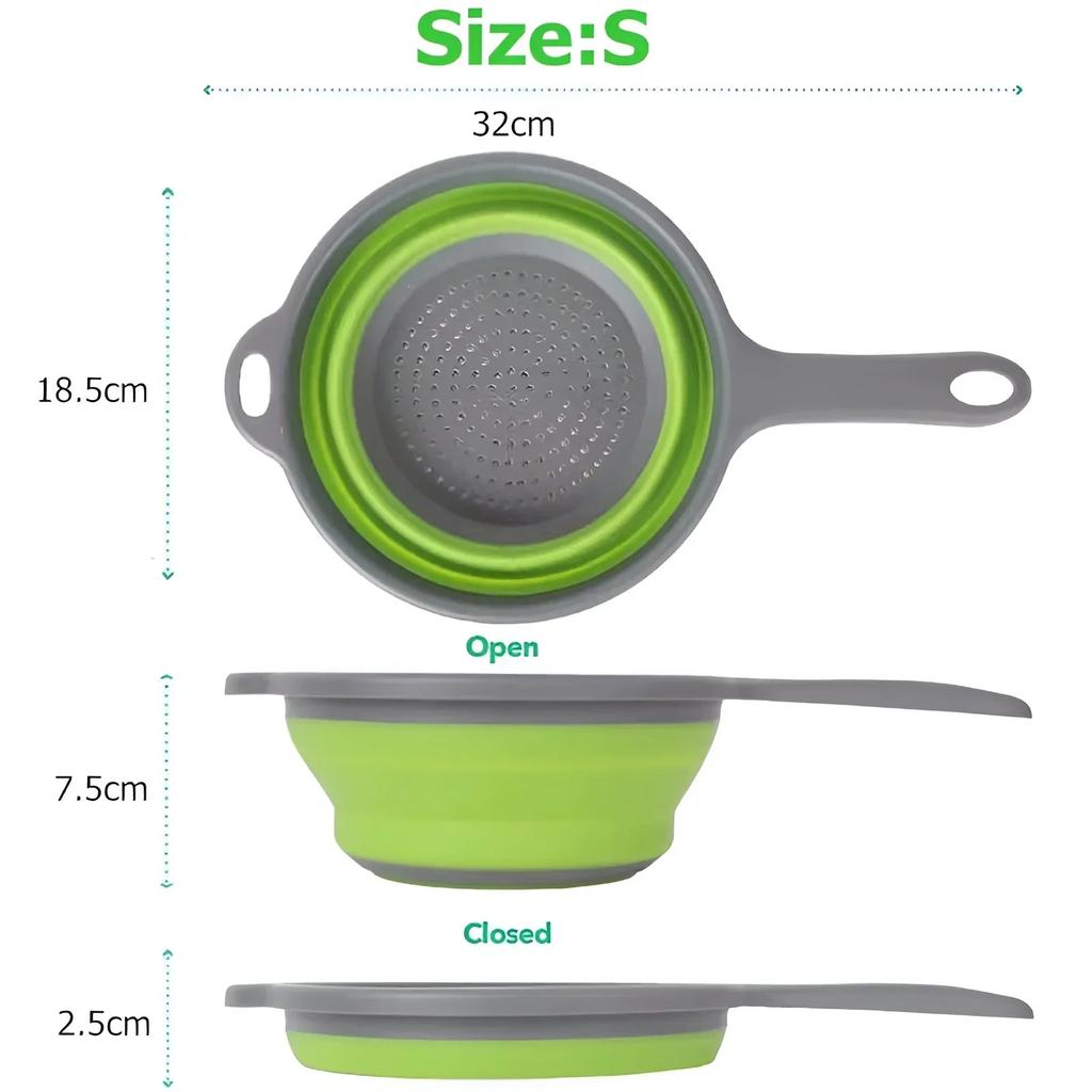 Extendable Kitchen Colander Strainer with Long Handle Collapsible Colander Strainer Vegetable Fruit Flexible Pasta Strainer