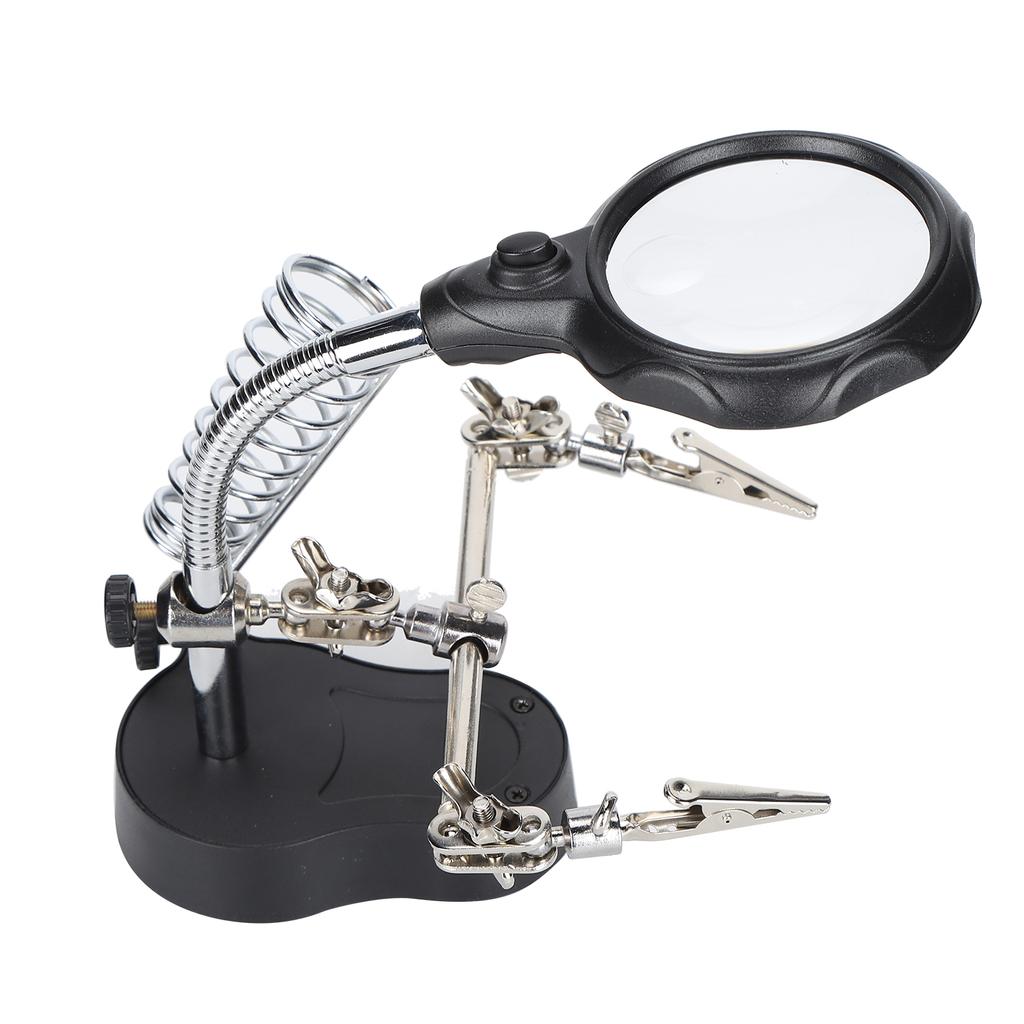 Magnifying Glass with Stand Magnifier Lamp LED Auxiliary Clamp Clip Soldering Station