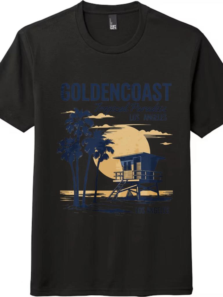Vintage Los Angeles Golden Coast Tropical Unisex Casual Cotton T-Shirt