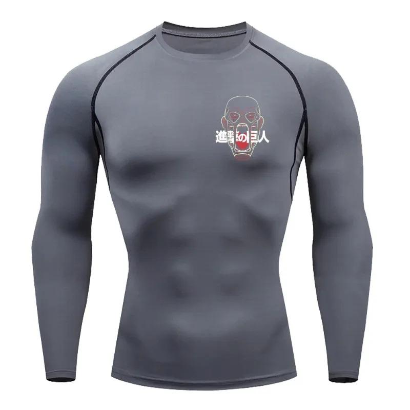 Фитнес Спортивная одежда Подростковая футболка Атака Титанов Графические топы Облегающая тренировочная одежда Мальчики Компрессионная одежда для бега Баскетбольная одежда