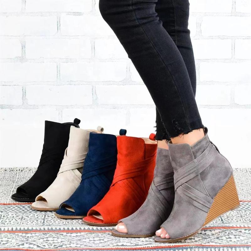 2024 Новые летние женские сандалии, модные туфли с рыбьим ртом, классические туфли, сексуальные повседневные сандалии на танкетке с молнией, женская модная обувь