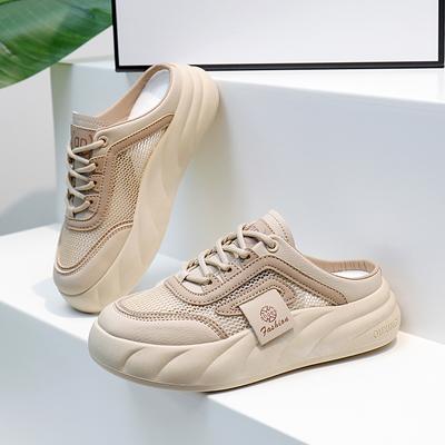 CRLAYDK 2024 Летние женские повседневные удобные туфли для ходьбы без застежек Сетчатые мокасины для дома и улицы с противоскользящим покрытием Открытая спина Мюли Шлепанцы