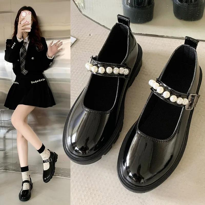 Модная обувь Мэри Джейн Женская обувь на каблуке 6 см Платформа Лолита Белая Женская обувь Школьница Студентка Колледжа Милая На низком каблуке Женская Zapatos Mujer