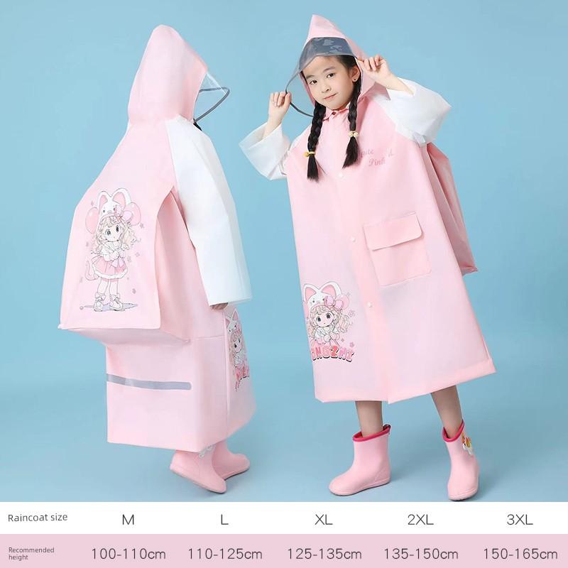 Children's Raincoat for Girls, Long Loose-Fitting Style with Large Backpack Space, Full-Body Storm-Proof Student Rain Poncho for Boys, Specifically
