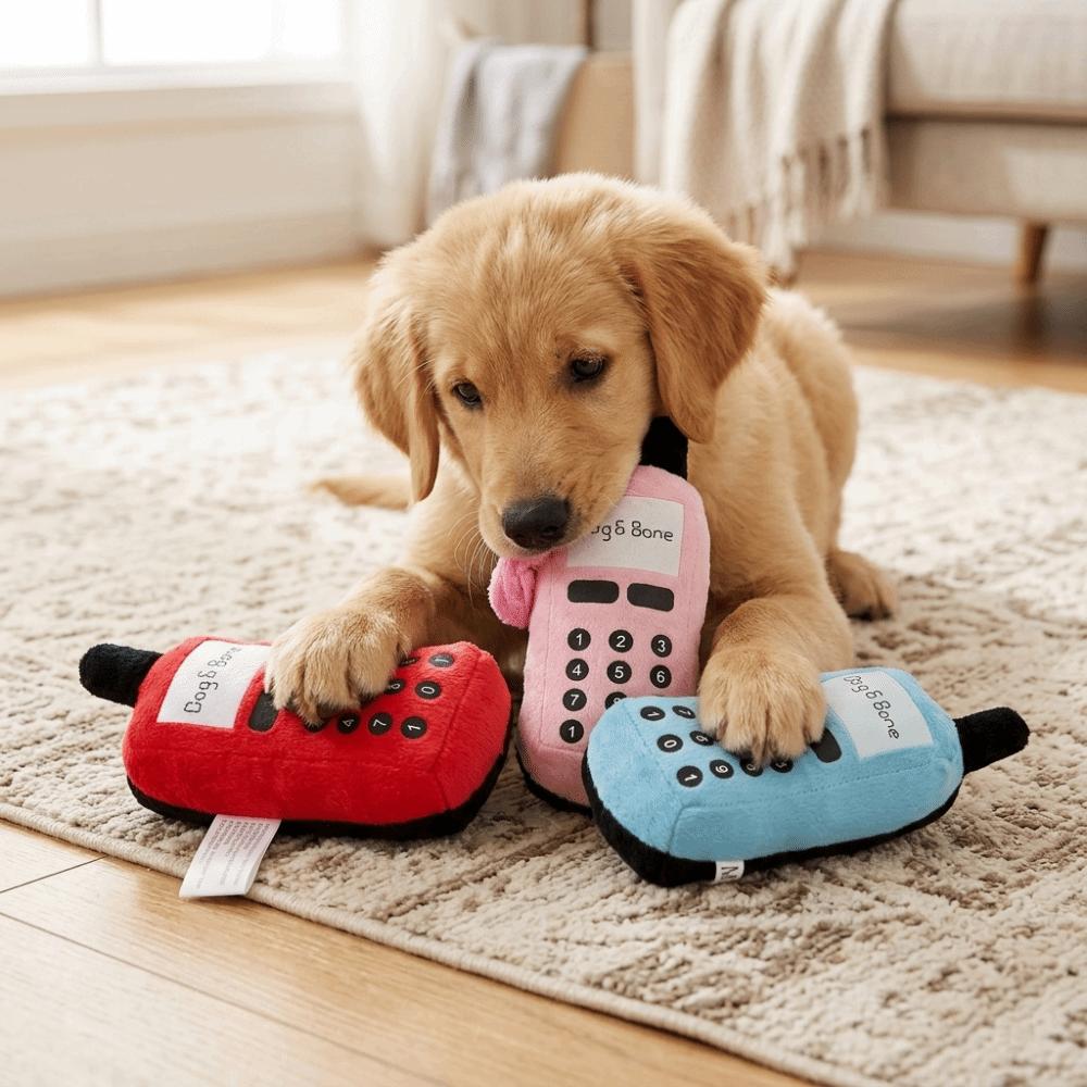 Phone Shape Plush Phone Toy Squeaky Built-in Dog Interactive Toy Home Entertainment