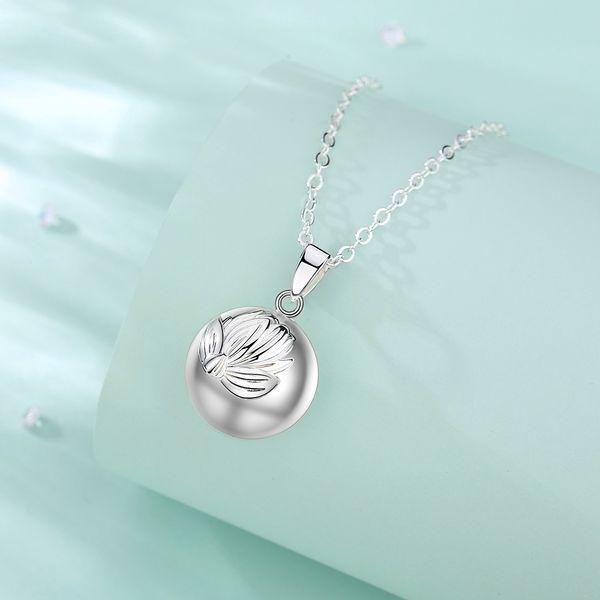 Серебряное ожерелье "Бола" с цветком лотоса для беременных