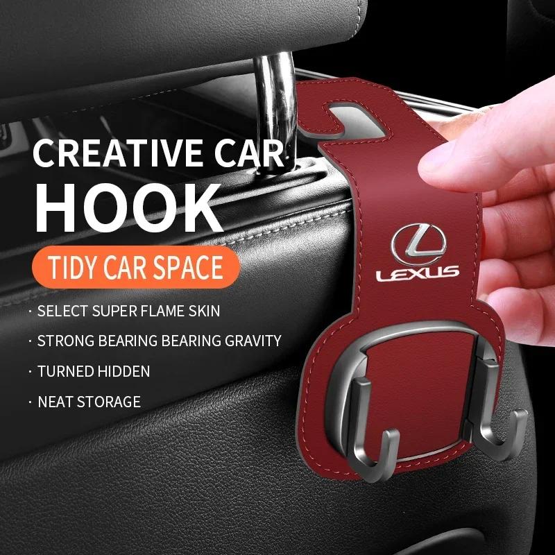 2026 Hot Interior Stickers Car Headrest Hook Premium Suede Rear Seat Hanging Dual Hook For Lexus GX470 CT200H IS300H IS200 IS250 BR7