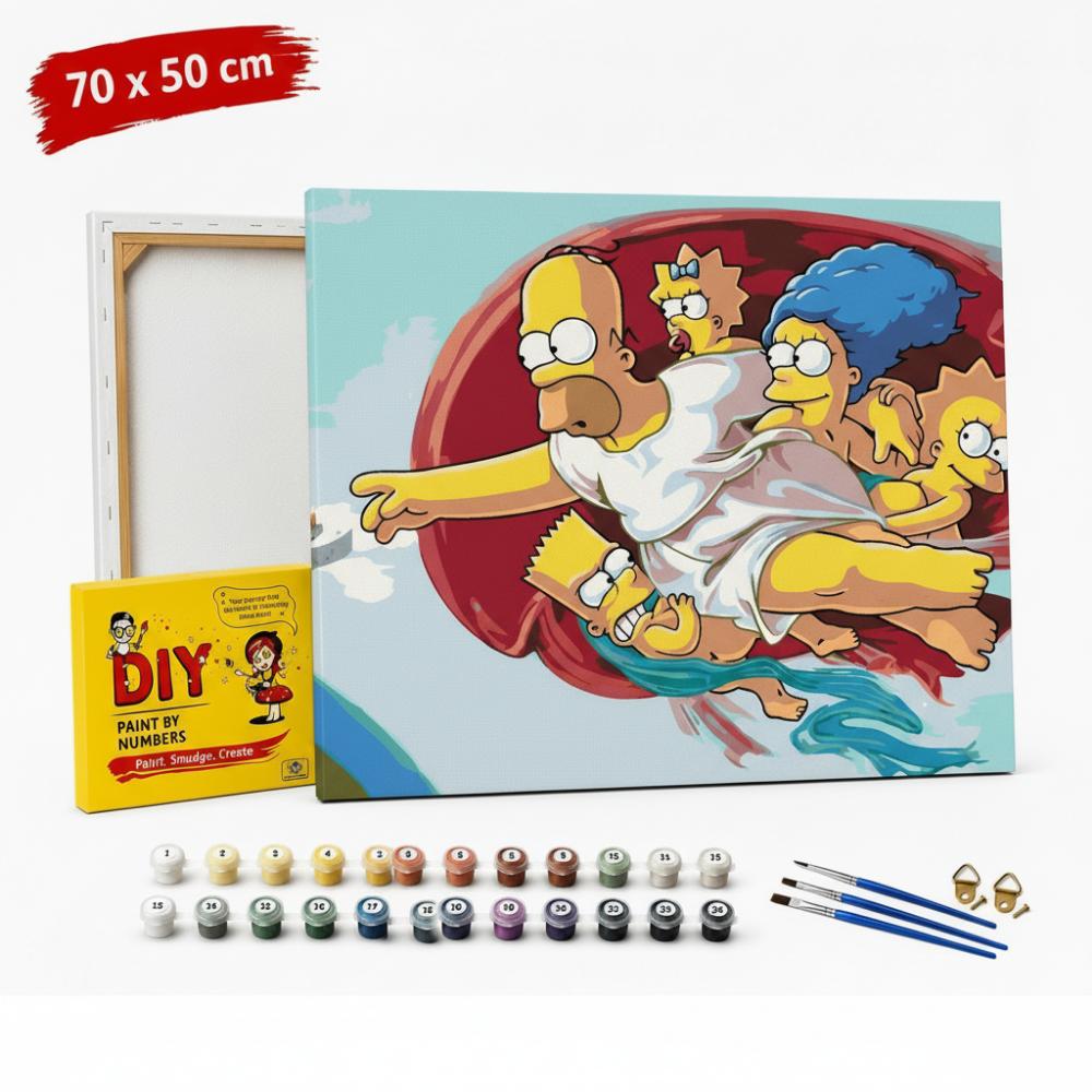 Obraz Do Malowania Po Numerach Z Ramą Simpsonowie Stworzenie Adama 70X50 Cm