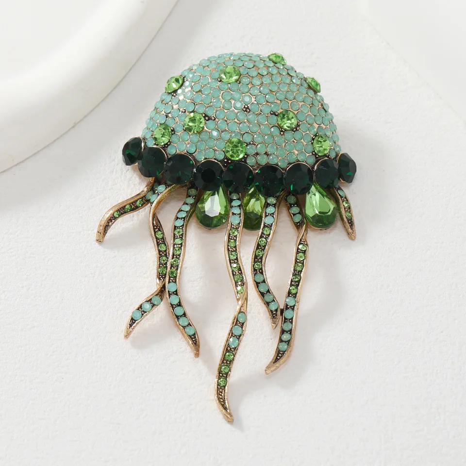 Новая креативная брошь-медуза с кисточками и кристаллами, симпатичная женская зимняя брошь для свитера, классический аксессуар двойного назначения, корсаж
