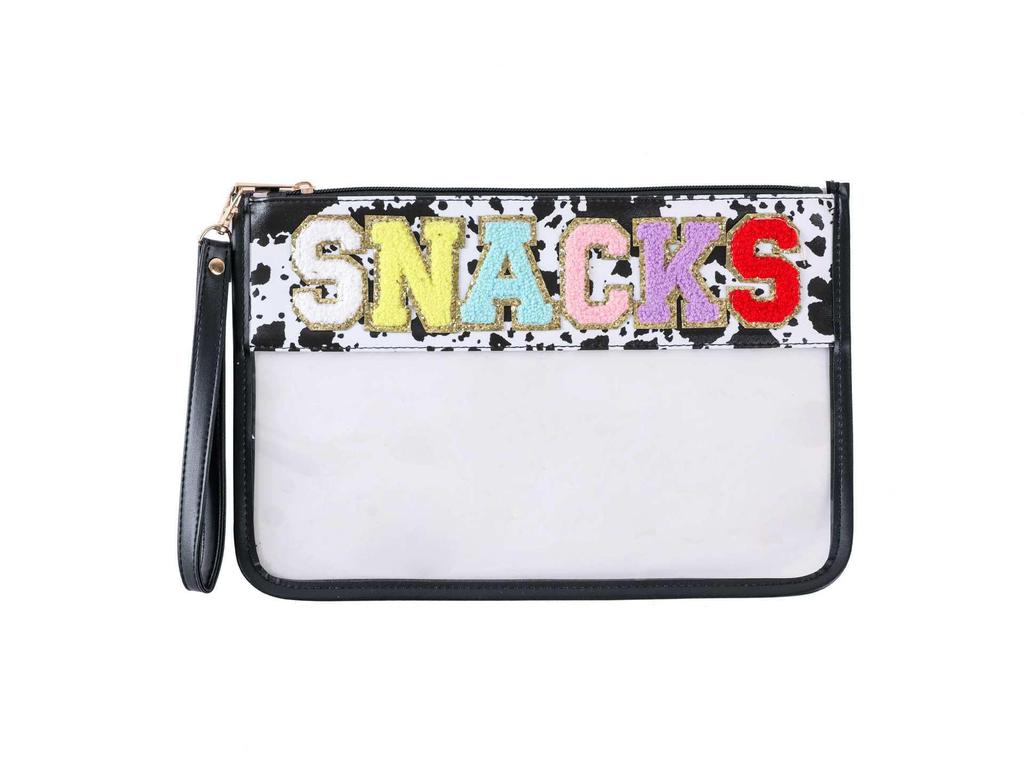 Waterproof PVC Makeup Bag with Embroidered Letter Patch - Large Capacity, Multi-functional for Toiletries & Coin Storage