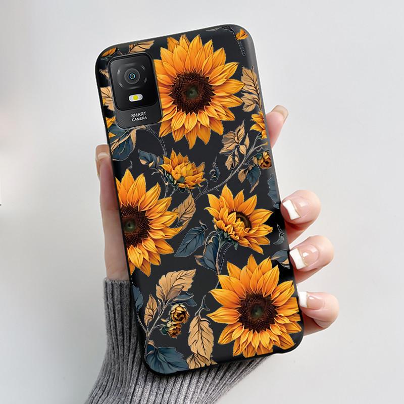 Black Casing For TCL 403/Vodafone Smart M23 Beautiful Manga Style Cherry Blossom Street Pattern Anti-scratch Cover Soft Case