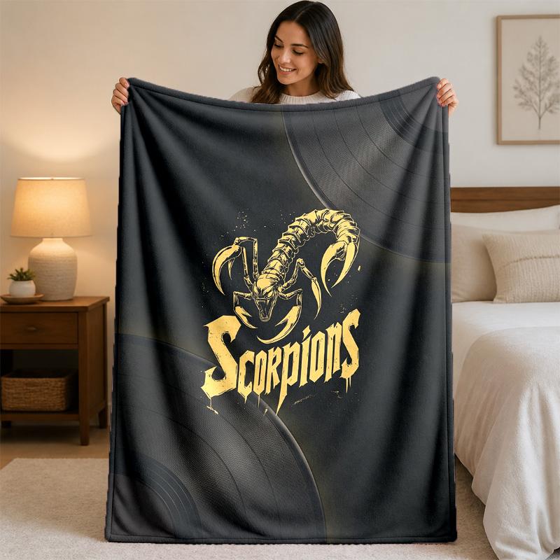 Scorpions Print Flannel Blanket Cozy Lightweight Plush Throw Blanket For Bed Sofa Household Use