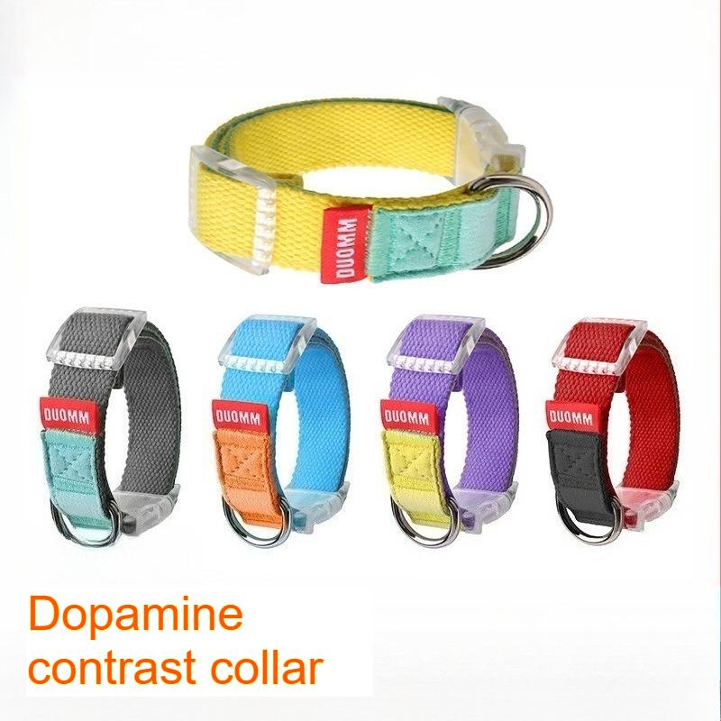 Wear-resistant pet collar environmentally friendly cotton and linen contrasting color solid nylon wear-resistant dog collar