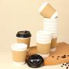 Baijie Disposable Coffee Cups for Milk Tea And Soy Milk, Hot Drink Cups with Lids, Corrugated Paper Cups, 280ml, 25 Pieces