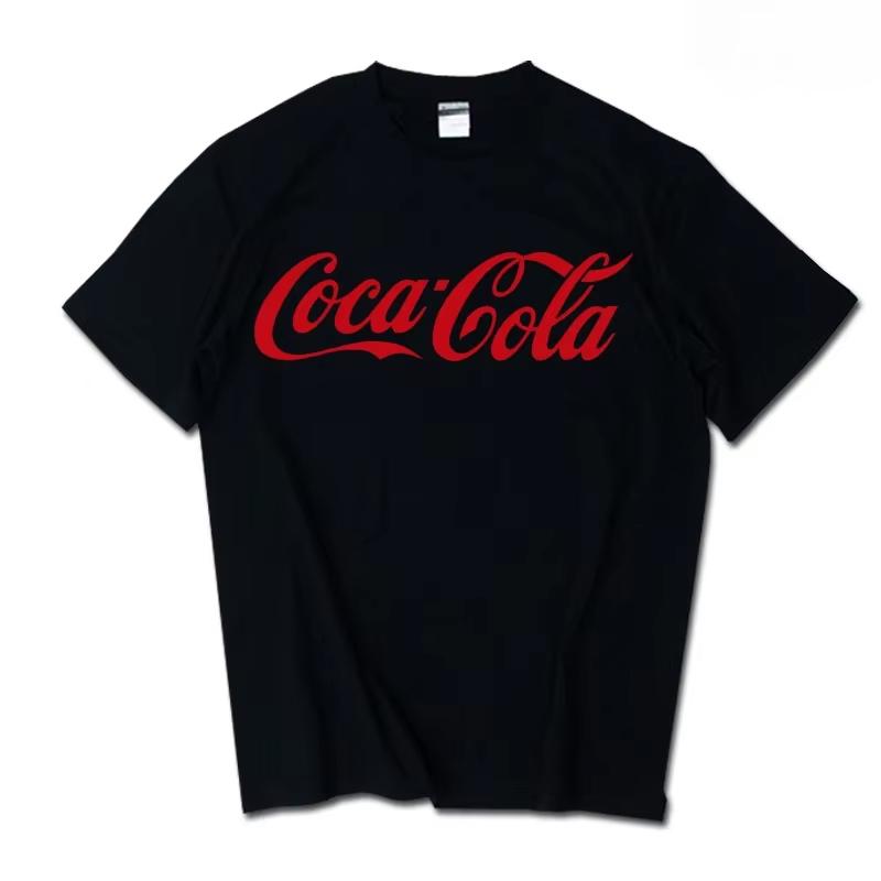 Classic Cocacola Logo Print Tshirt Unisex Unisex Casual Loose Cotton Short Sleeve Tee Retro Streetwear Unisex Tops