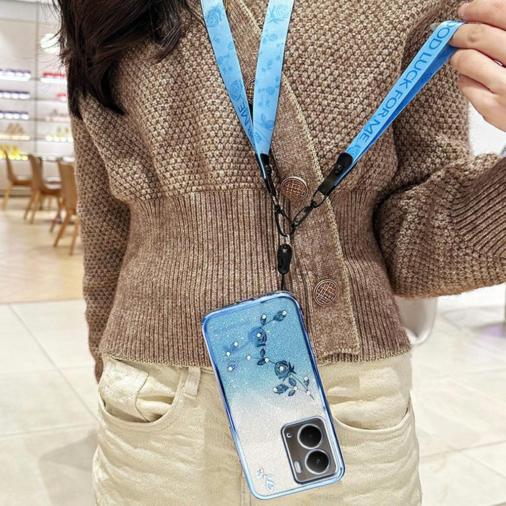 For Realme P3 5G Case Flower Pattern TPU Gradient Phone Cover with Lanyards