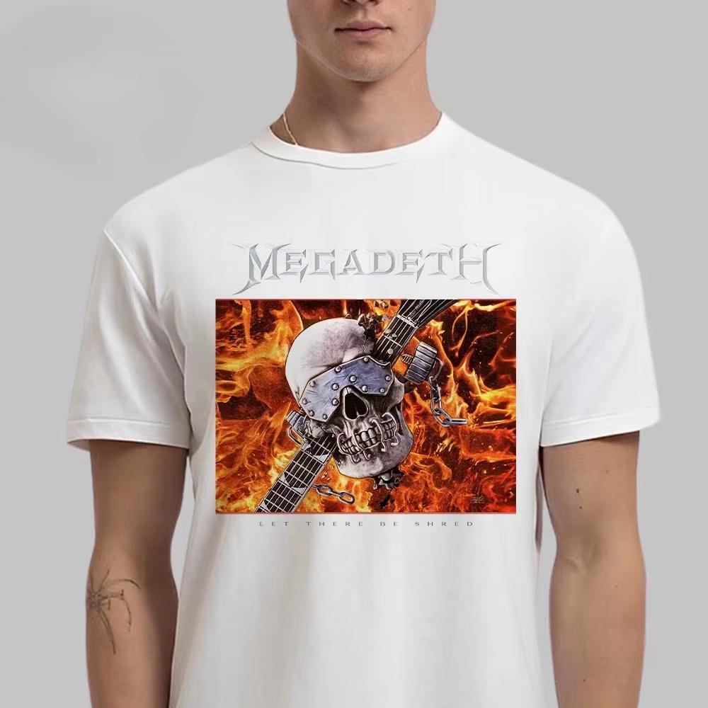 2026 Хлопковая футболка с логотипом Megadeth, унисекс, летняя, с коротким рукавом, роскошная, повседневная, винтажная мода, для Instagram и Y2K, модная футболка