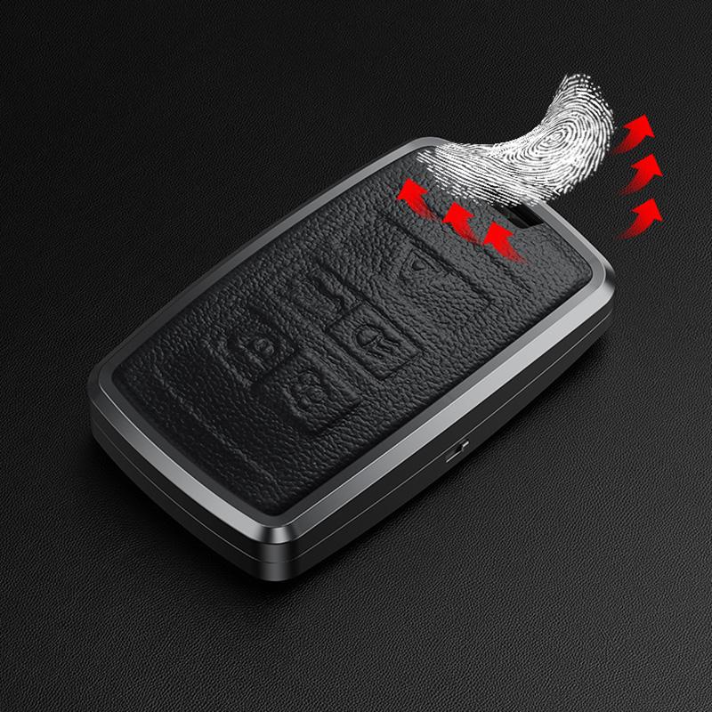 Aluminum Alloy Leather Car Key Case Cover for Land Rover Defender Discovery Sport Range Rover Sport Velar Evoque Jaguar XE XF