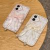 For iPhone 16 Plus Case Two Bow Epoxy Design TPU+PC Phone Back Cover Rhinestone Decor