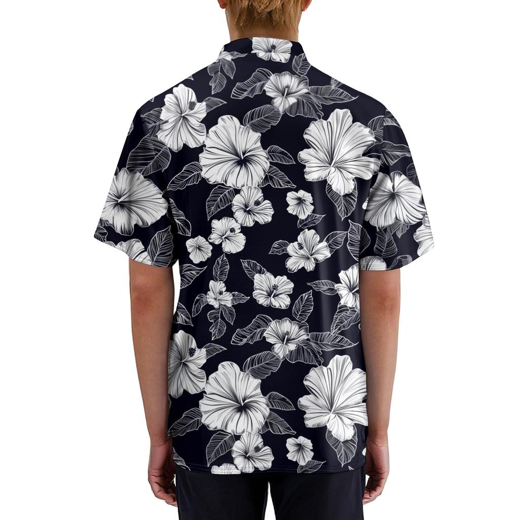 Men's Short Sleeve V-Neck  Print Chest Pocket Care Top