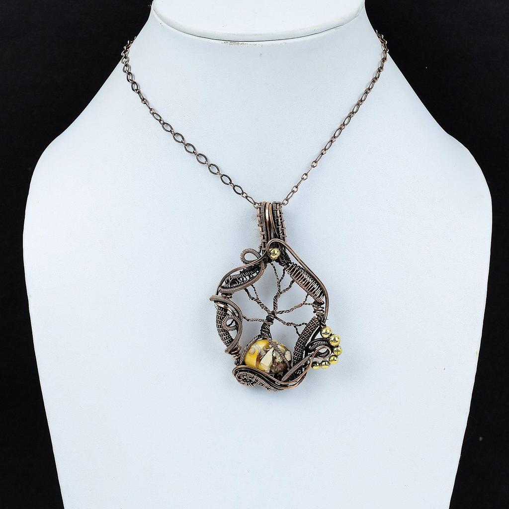 Tree Of Life Brecciated Mookaite Pendant Copper Wire Wrapped Jewelry Handmade Pendant Gemstone Jewelry Copper Wire Wrap Pendant Gift For Mom