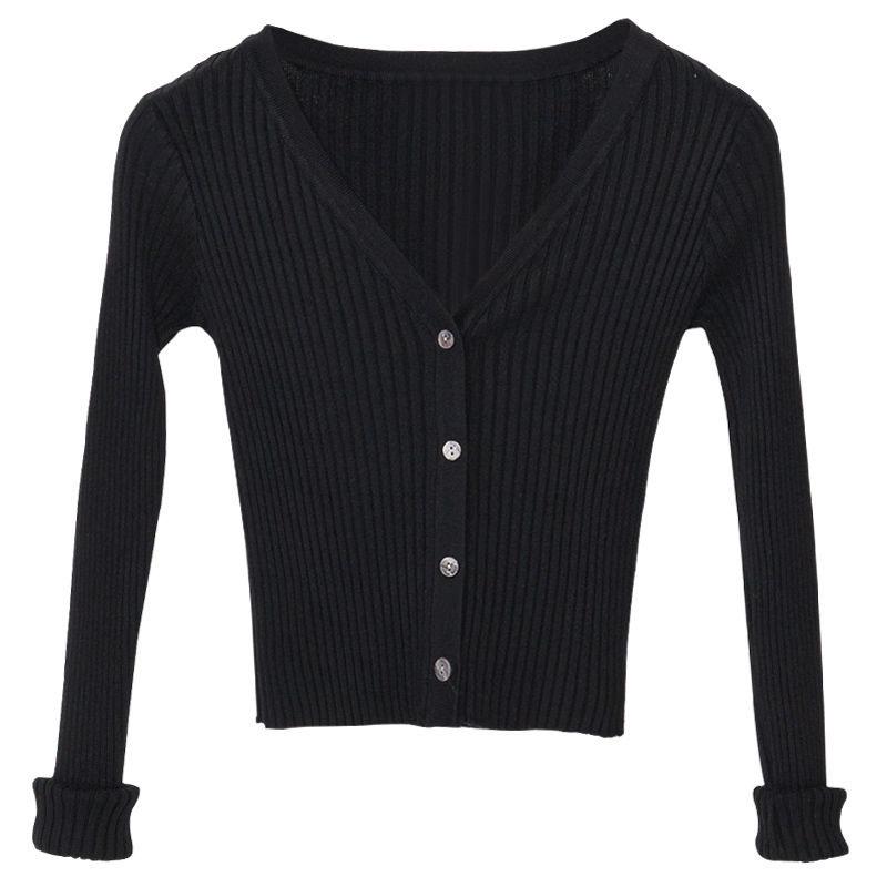 Новые женские кардиганы, свитер 2020, модный тонкий женский вязаный свитер с длинными рукавами и пуговицами, с v-образным вырезом, свитер, пальто, весна-осень