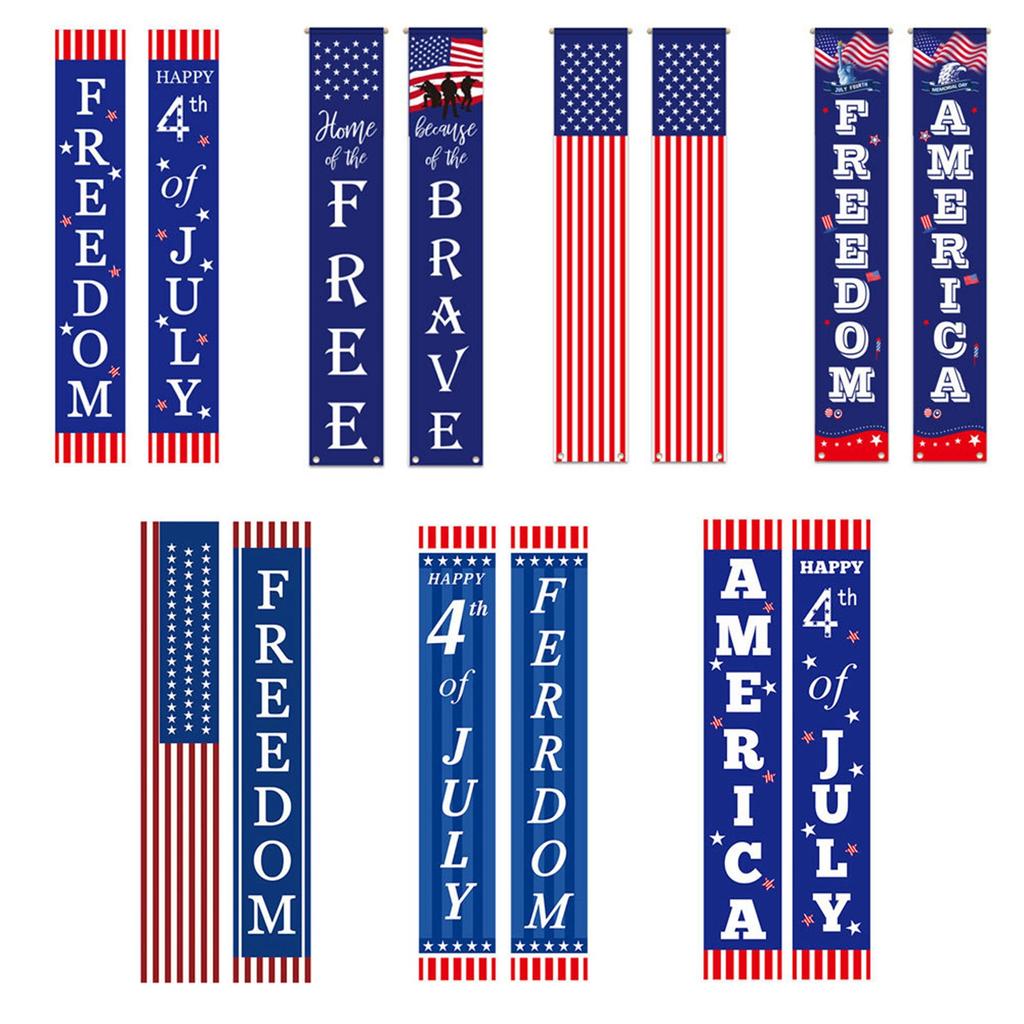 4th of July Porch Sign American Patriotic Door Decoration Christmas Door Porch Banner Hanging FlagBanner for Yard Indoor Outdoor