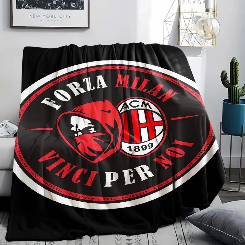 1 шт. Фланелевое одеяло с принтом AC Milan, Высококачественное, Удобное для всех сезонов, Домашний декор, Тепло и комфорт, Идеально для рождественских подарков06