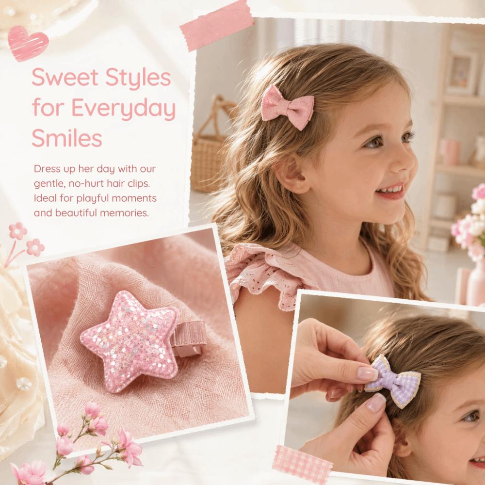 5pcs No Hurt BB Clips Set Printed Toddler Hair Bows Chic Children Hairpins Kid Hair Accessories