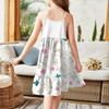 The Summer Children Condole Girls Printed Sleeveless Cute Flower Princess Leisure Dresses
