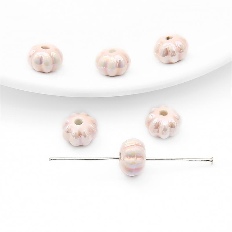 6 шт./пакет, керамические фарфоровые бусины ручной работы в форме тыквы, очаровательные бусины, свободные бусины-разделители для браслета, ожерелья, изготовление ювелирных изделий своими руками