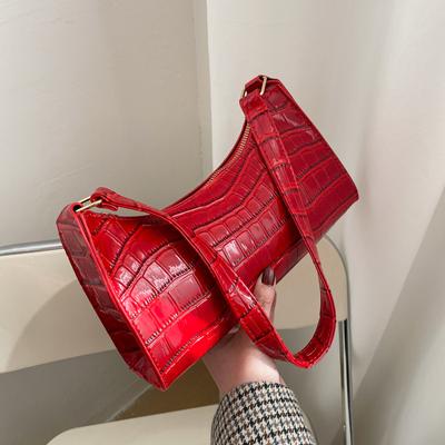 Модные сумки из искусственной ПУ кожи для женщин с узором аллигатора, сумка-багет, женская маленькая сумка-мессенджер под мышкой