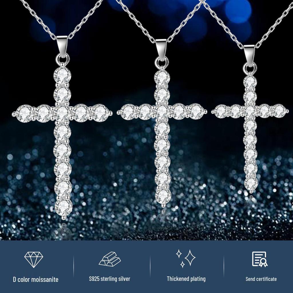 Серебряная s925 подвеска-крест для женщин - Легкая роскошь, модная, универсальная, цепочка на ключицы, ювелирное изделие