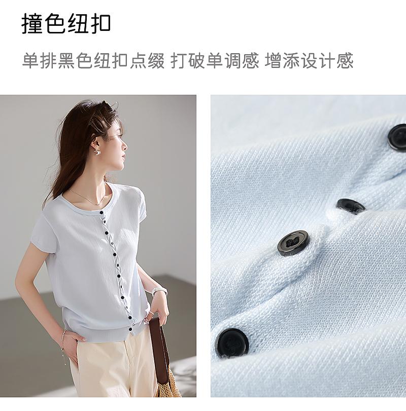 Clear and Dust-free Series Shoulder Small Cardigan Single-breasted Knitted Shirt