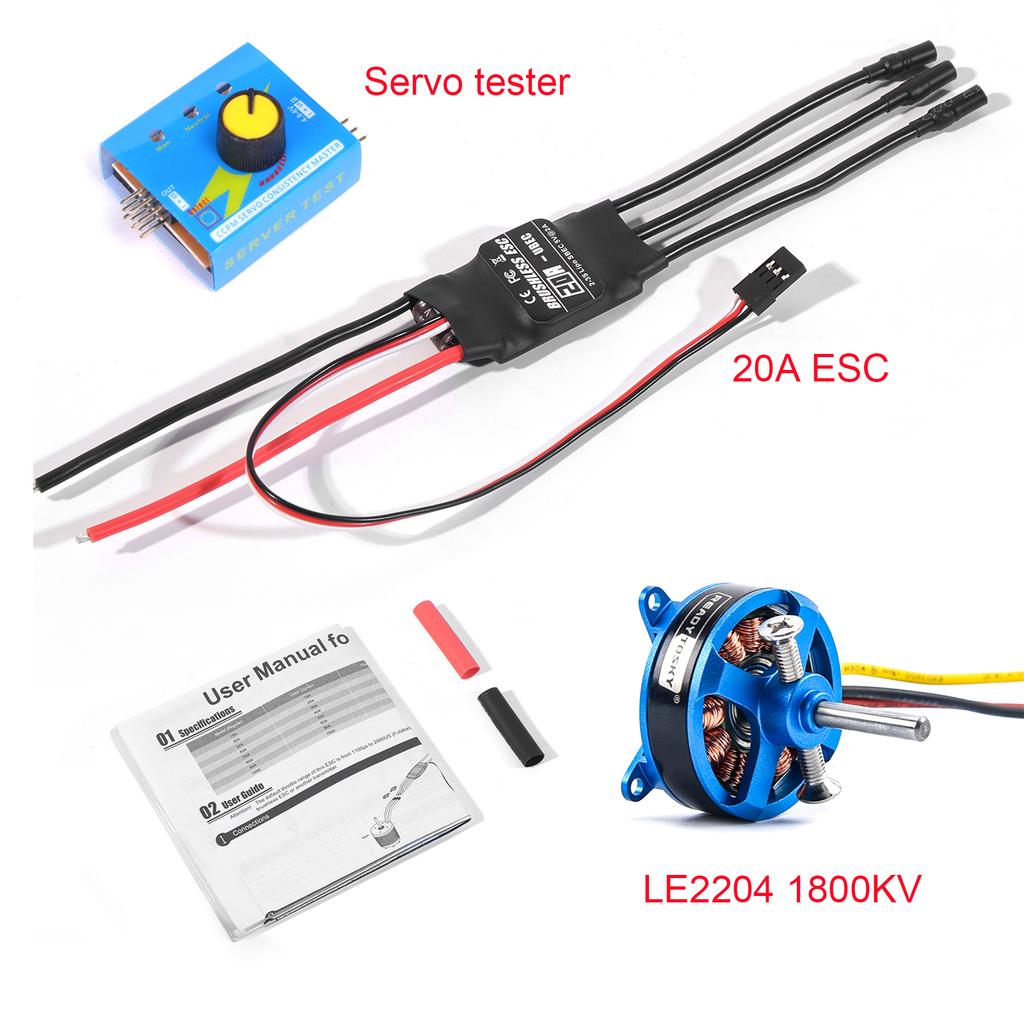 High Power Airplane LE2204 1800KV Motor 12A/20A ESC Servo Tester for RC Fixed-wing Aeroplane Airplane KT F3P RC Parts