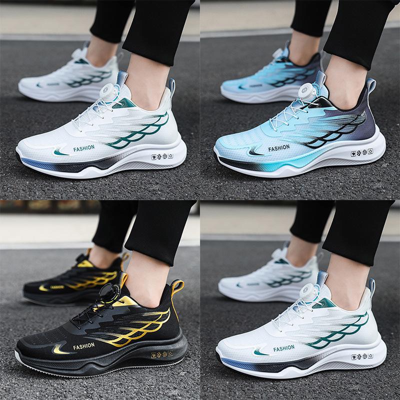 Rotary Buckle Sports Shoes Men's Height Increase 2025 New Breathable Mesh Running Shoes Youth Casual Shoes Foreign Trade