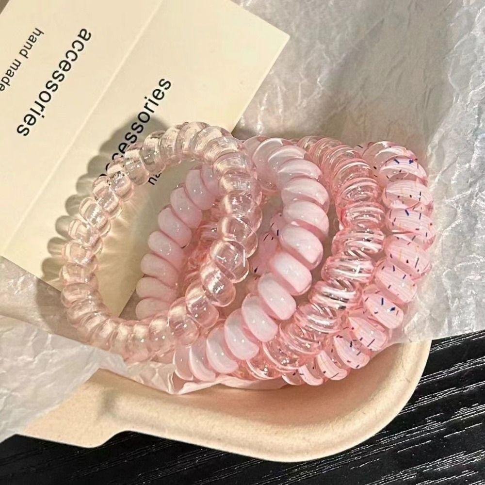 Hair Tie Stretch Sweet Elastic Hair Tie Hair Rope Multicolor Telephone Wire  Hair Accessories