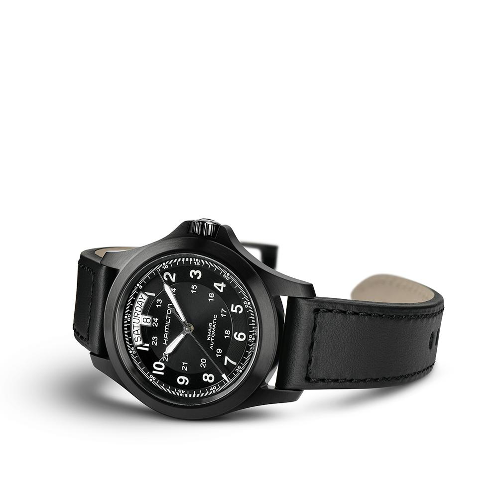 [Hamilton] Khaki Field King Auto Black 40mm Leather Strap H64465733