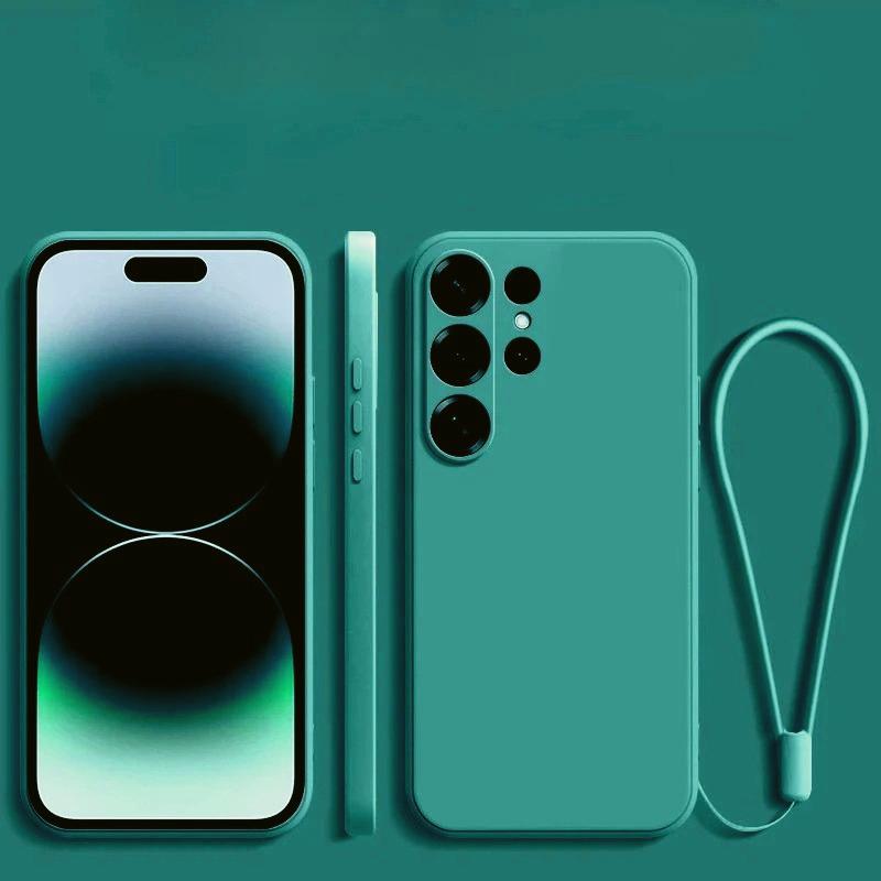 Оригинальный чехол из мягкого жидкого силикона с ремешком для Samsung Galaxy S26 S25 Edge S24 S23 S22 S21 FE Ultra Plus, ударопрочный