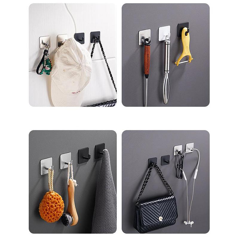 Крючки из нержавеющей стали без сверления, настенные подвесы, не оставляющие следов, крючки с сильным клеем, настенные полки, крючки для одежды за дверями ванной комнаты