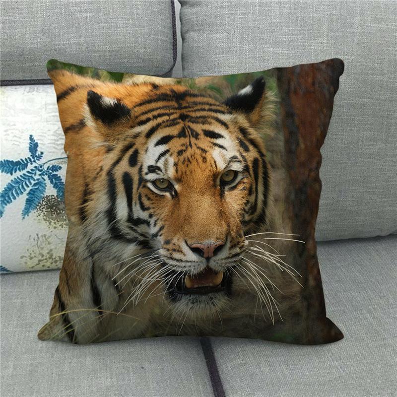 Feline Animals: Tigers, Wolves Digital Printing Short Plush Pillow Covers For Car Sofa Office Cushion Cover Home Goods