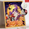 Halloween pearl painting art full pearl gnome pumpkin cat witch hat handmade diy home decorations